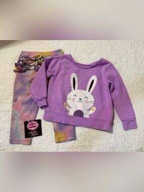 Kids Purple Bunny Pullover Sweatshirt - Cozy Matching Set